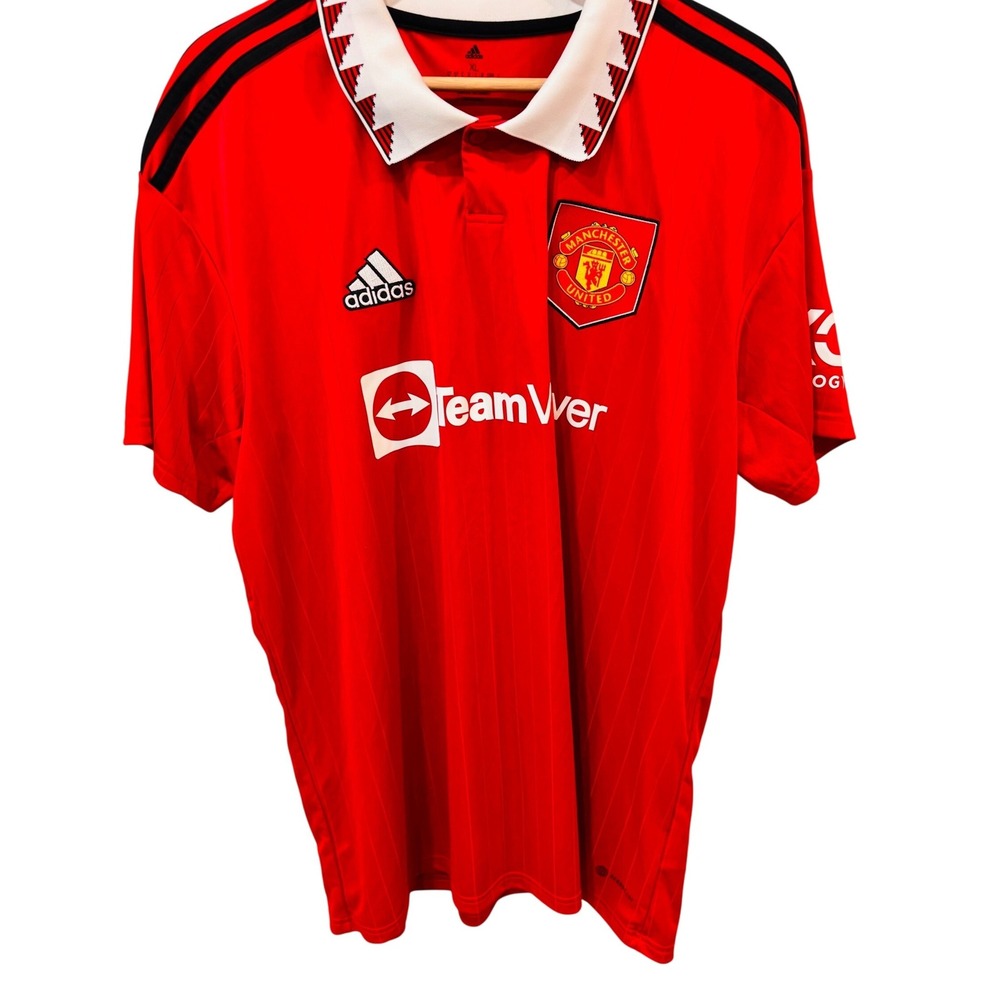 Adidas Manchester United 2022-23‎ Home Jersey Red XL TeamViewer Polo Shirt